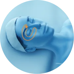 3D head diagram showing the area around the eyes for EMface facial toning in Amsterdam